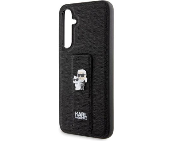 Karl Lagerfeld KLHCS23FEGSAKCPK Gripstand Saffiano Karl&Choupette Aizsargapvalks priekš Samsung Galaxy S23 FE / melns Neoriģinālie Maciņi