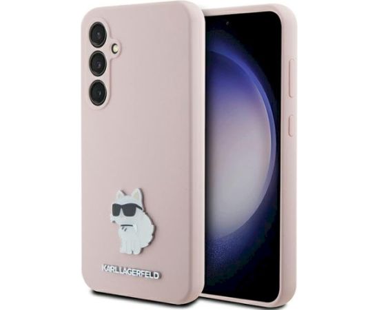 Karl Lagerfeld KLHCS23FESMHCNPP S23 FES711 Silicone Choupette Metal Pin Aizsargapvalks priekš Samsung Galaxy S23 FE / rozā Neoriģinālie Maciņi