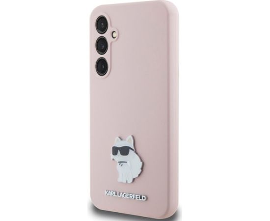 Karl Lagerfeld KLHCS23FESMHCNPP S23 FES711 Silicone Choupette Metal Pin Aizsargapvalks priekš Samsung Galaxy S23 FE / rozā Neoriģinālie Maciņi