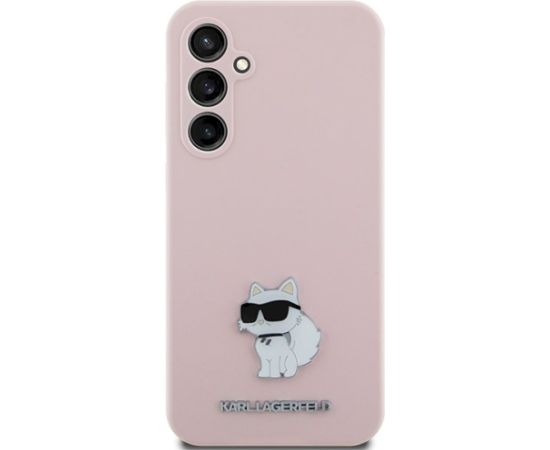 Karl Lagerfeld KLHCS23FESMHCNPP S23 FES711 Silicone Choupette Metal Pin Aizsargapvalks priekš Samsung Galaxy S23 FE / rozā Neoriģinālie Maciņi