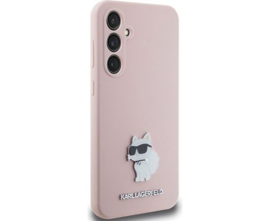 Karl Lagerfeld KLHCS23FESMHCNPP S23 FES711 Silicone Choupette Metal Pin Aizsargapvalks priekš Samsung Galaxy S23 FE / rozā Neoriģinālie Maciņi
