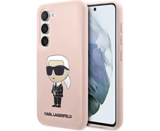 Karl Lagerfeld KLHCS23SSNIKBCP S23 S911 Hardcase Silicone Ikonik Aizsargapvalks priekš / rozā Neoriģinālie Maciņi