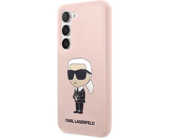 Karl Lagerfeld KLHCS23SSNIKBCP S23 S911 Hardcase Silicone Ikonik Aizsargapvalks priekš / rozā Neoriģinālie Maciņi