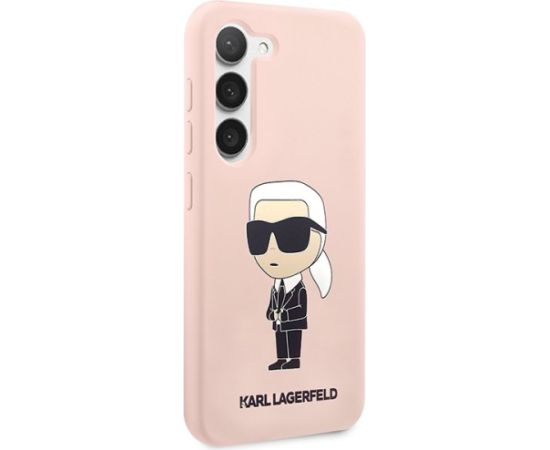 Karl Lagerfeld KLHCS23SSNIKBCP S23 S911 Hardcase Silicone Ikonik Aizsargapvalks priekš / rozā Neoriģinālie Maciņi