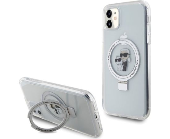 Karl Lagerfeld KLHMN61HMRSKCH hardcase Ring Stand Karl&Choupette Mag Aizsargapvalks priekš iPhone 11/Xr 6.1" / balts Neoriģinālie Maciņi