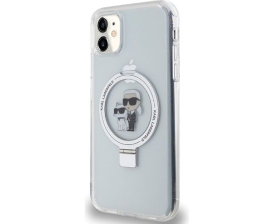Karl Lagerfeld KLHMN61HMRSKCH hardcase Ring Stand Karl&Choupette Mag Aizsargapvalks priekš iPhone 11/Xr 6.1" / balts Neoriģinālie Maciņi