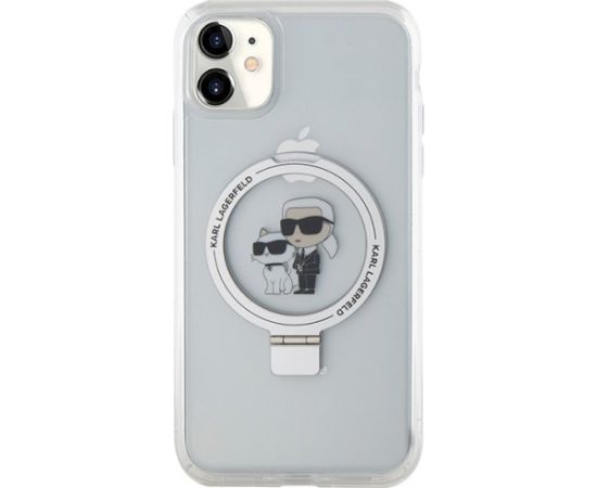 Karl Lagerfeld KLHMN61HMRSKCH hardcase Ring Stand Karl&Choupette Mag Aizsargapvalks priekš iPhone 11/Xr 6.1" / balts Neoriģinālie Maciņi