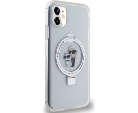 Karl Lagerfeld KLHMN61HMRSKCH hardcase Ring Stand Karl&Choupette Mag Aizsargapvalks priekš iPhone 11/Xr 6.1" / balts Neoriģinālie Maciņi