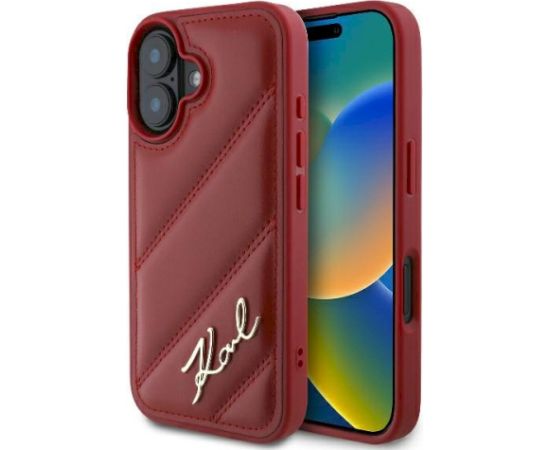 Karl Lagerfeld KLHCP16SPQDSMGR Quilted Signature Aizsargapvalks priekš iPhone 16 6.1" / sarkans Neoriģinālie Maciņi