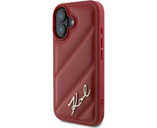 Karl Lagerfeld KLHCP16SPQDSMGR Quilted Signature Aizsargapvalks priekš iPhone 16 6.1" / sarkans Neoriģinālie Maciņi