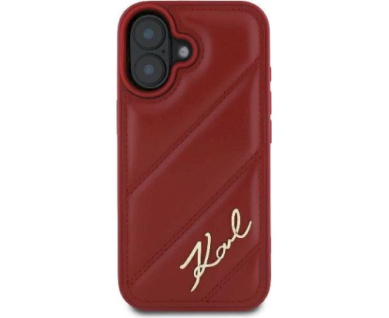 Karl Lagerfeld KLHCP16SPQDSMGR Quilted Signature Aizsargapvalks priekš iPhone 16 6.1" / sarkans Neoriģinālie Maciņi