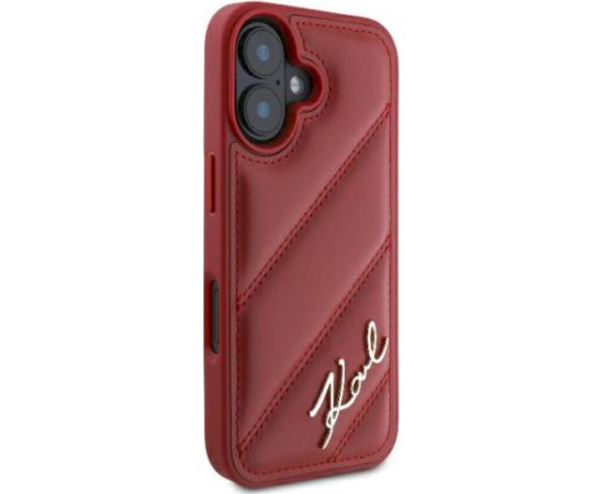 Karl Lagerfeld KLHCP16SPQDSMGR Quilted Signature Aizsargapvalks priekš iPhone 16 6.1" / sarkans Neoriģinālie Maciņi