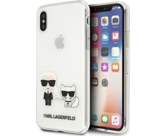 Karl Lagerfeld KLHCPXCKTR Aizsargapvalks priekš iPhone X/Xs / caurspīdīgs Karl & Choupette Neoriģinālie Maciņi