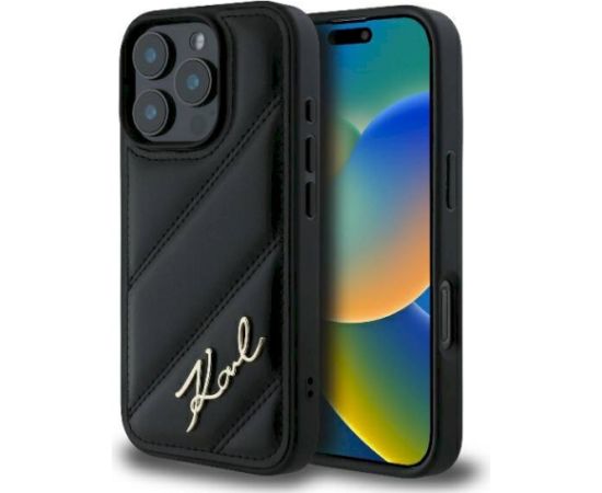 Karl Lagerfeld KLHCP16LPQDSMGK Quilted Signature Aizsargapvalks priekš iPhone 16 Pro 6.3" / melns Neoriģinālie Maciņi