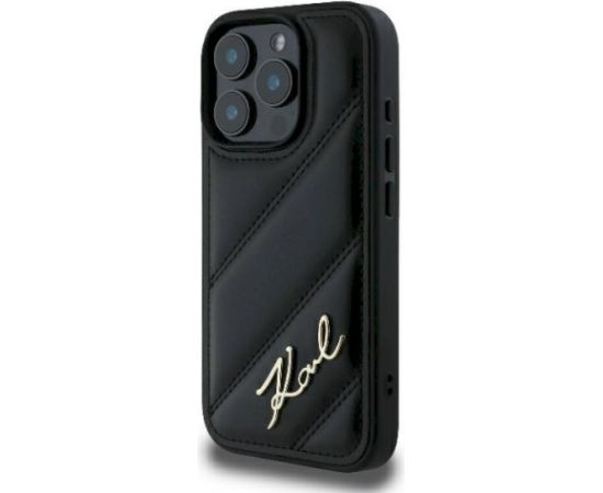 Karl Lagerfeld KLHCP16LPQDSMGK Quilted Signature Aizsargapvalks priekš iPhone 16 Pro 6.3" / melns Neoriģinālie Maciņi