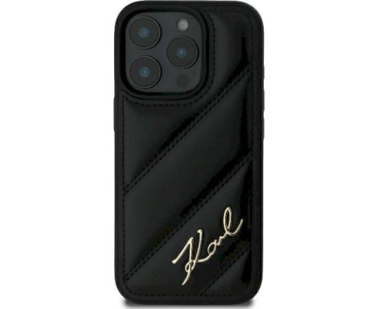 Karl Lagerfeld KLHCP16LPQDSMGK Quilted Signature Aizsargapvalks priekš iPhone 16 Pro 6.3" / melns Neoriģinālie Maciņi