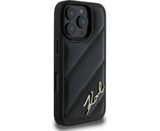 Karl Lagerfeld KLHCP16LPQDSMGK Quilted Signature Aizsargapvalks priekš iPhone 16 Pro 6.3" / melns Neoriģinālie Maciņi