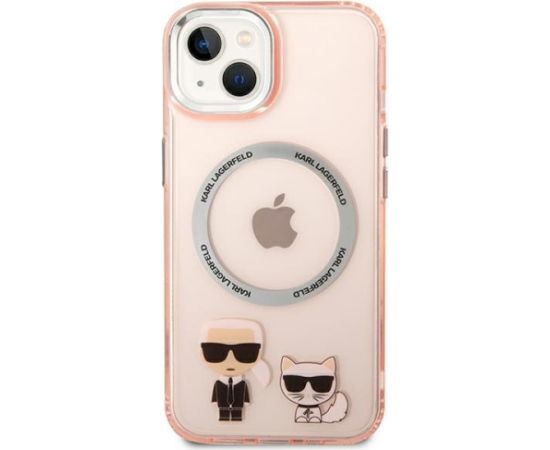 Karl Lagerfeld KLHMP14MHKCP Karl & Choupette Alumi Aizsargapvalks priekš iPhone 14 Plus / 15 Plus 6,7" / rozā Neoriģinālie Maciņi