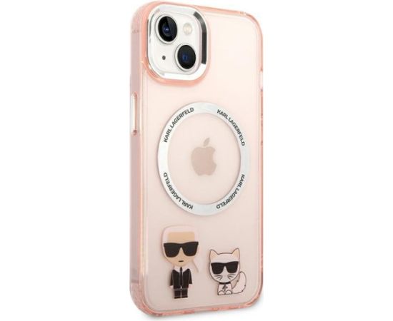 Karl Lagerfeld KLHMP14MHKCP Karl & Choupette Alumi Aizsargapvalks priekš iPhone 14 Plus / 15 Plus 6,7" / rozā Neoriģinālie Maciņi