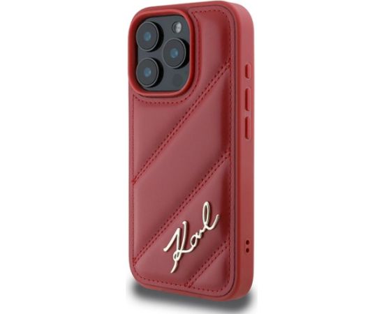 Karl Lagerfeld KLHCP16LPQDSMGR Quilted Signature Aizsargapvalks priekš iPhone 16 Pro 6.3" / sarkans Neoriģinālie Maciņi