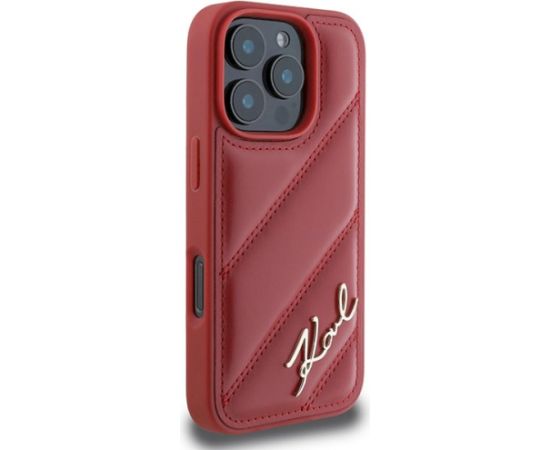 Karl Lagerfeld KLHCP16LPQDSMGR Quilted Signature Aizsargapvalks priekš iPhone 16 Pro 6.3" / sarkans Neoriģinālie Maciņi