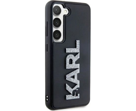 Karl Lagerfeld KLHCS23M3DMBKCK Hardcase 3D Rubber Glitter Logo Aizsargapvalks priekš S23+ S916 / melns Neoriģinālie Maciņi