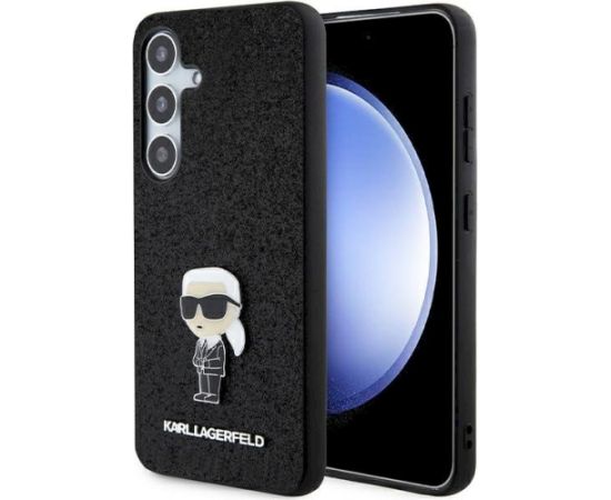 Karl Lagerfeld KLHCS24MGKNPSK Hardcase Fixed Glitter Ikonik Logo Metal Pin Aizsargapvalks priekš Samsung Galaxy S24+ S926 / melns Neoriģinālie Maciņi
