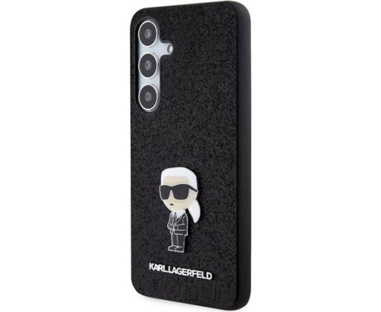 Karl Lagerfeld KLHCS24MGKNPSK Hardcase Fixed Glitter Ikonik Logo Metal Pin Aizsargapvalks priekš Samsung Galaxy S24+ S926 / melns Neoriģinālie Maciņi