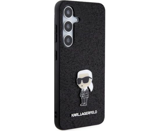 Karl Lagerfeld KLHCS24MGKNPSK Hardcase Fixed Glitter Ikonik Logo Metal Pin Aizsargapvalks priekš Samsung Galaxy S24+ S926 / melns Neoriģinālie Maciņi