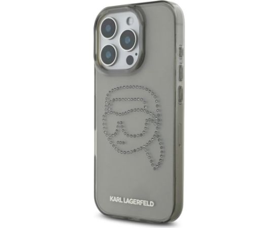 Karl Lagerfeld KLHCP16XHKHDCELK Aizsargapvalks priekš iPhone 16 Pro Max 6.9" hardcase IML Rhinestones Karl Head / melns Neoriģinālie Maciņi