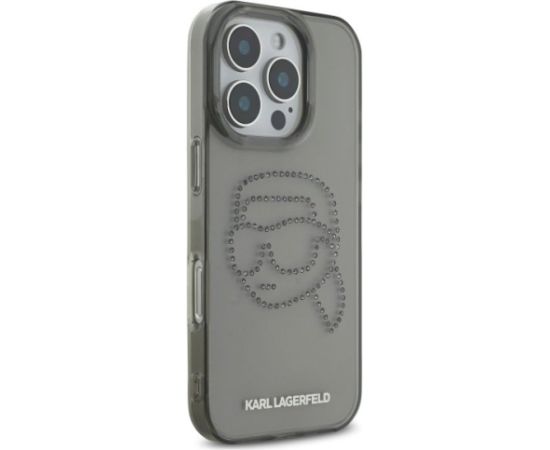Karl Lagerfeld KLHCP16XHKHDCELK Aizsargapvalks priekš iPhone 16 Pro Max 6.9" hardcase IML Rhinestones Karl Head / melns Neoriģinālie Maciņi