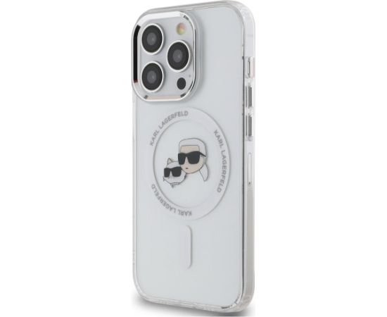 Karl Lagerfeld KLHMP14LHLSKCH Hardcase IML Metal Karl&Choupette Head MageSaf Aizsargapvalks priekš iPhone 14 Pro 6.1" / balts Neoriģinālie Maciņi