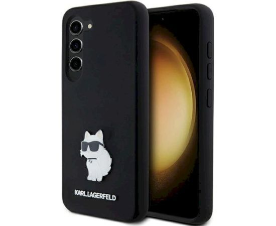 Karl Lagerfeld KLHCS24SSMHCNPK Hardcase Silicone Choupette Metal Pin Aizsargapvalks priekš Samsung Galaxy S24 / melns Neoriģinālie Maciņi