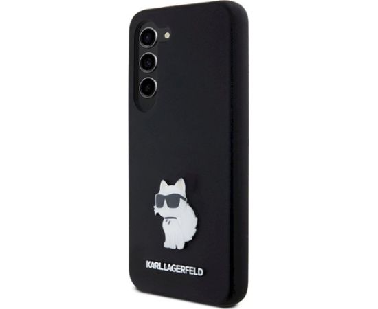 Karl Lagerfeld KLHCS24SSMHCNPK Hardcase Silicone Choupette Metal Pin Aizsargapvalks priekš Samsung Galaxy S24 / melns Neoriģinālie Maciņi