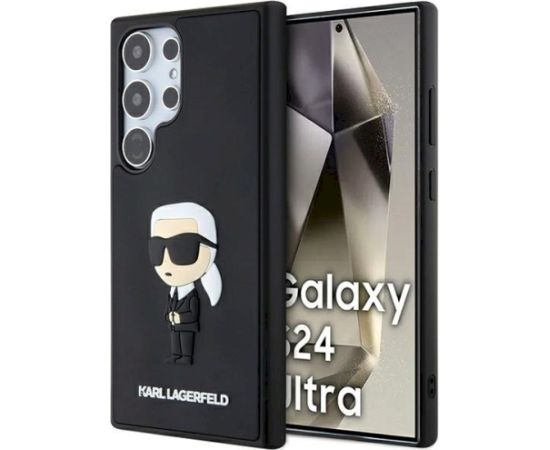 Karl Lagerfeld KLHCS24L3DRKINK 3D Rubber Ikonik Hardcase Aizsargapvalks priekš Samsung Galaxy S24 Ultra S928 / melns Neoriģinālie Maciņi