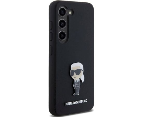 Karl Lagerfeld KLHCS24MSMHKNPK Silicone Ikonik Metal Pin Aizsargapvalks priekš S24+ S926 / melns Neoriģinālie Maciņi