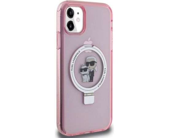 Karl Lagerfeld KLHMN61HMRSKCP Hardcase Ring Stand Karl&Choupette Mag Aizsargapvalks priekš iPhone 11/XR 6.1" / rozā Neoriģinālie Maciņi