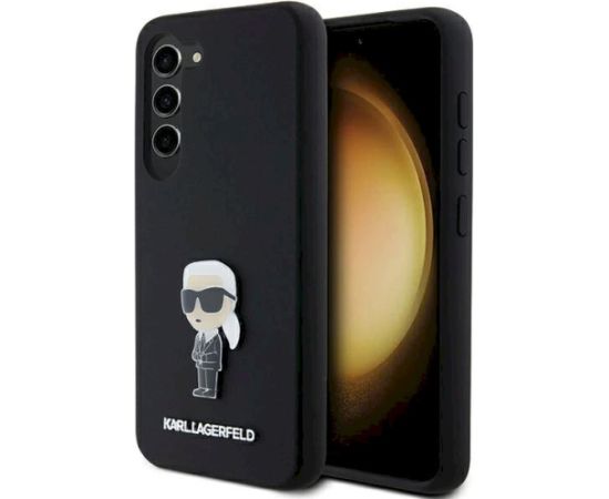 Karl Lagerfeld KLHCS24SSMHKNPK Silicone Ikonik Metal Pin Aizsargapvalks priekš S24 S921 / melns Neoriģinālie Maciņi