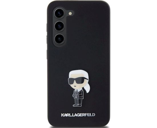 Karl Lagerfeld KLHCS24SSMHKNPK Silicone Ikonik Metal Pin Aizsargapvalks priekš S24 S921 / melns Neoriģinālie Maciņi