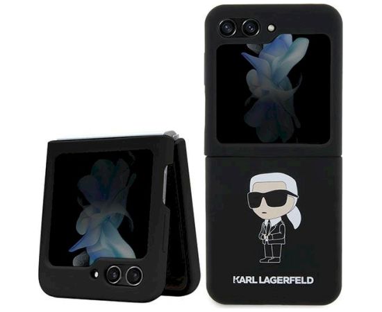 Karl Lagerfeld KLHCZF5SNIKBCK Silicone Ikonik Hardcase Aizsargapvalks priekš Samsung Galaxy Z Flip5 / melns Neoriģinālie Maciņi