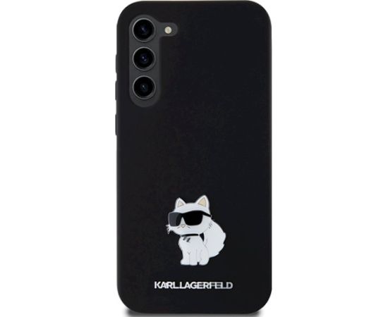 Karl Lagerfeld KLHCS23MSMHCNPK Hardcase Silicone Choupette Metal Pin Aizsargapvalks priekš S23+ S916 / melns Neoriģinālie Maciņi