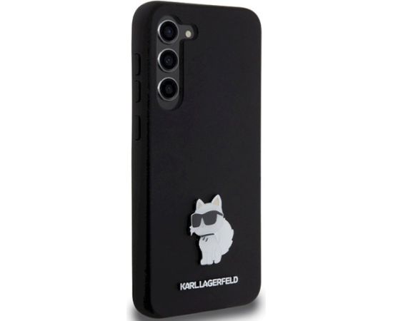 Karl Lagerfeld KLHCS23MSMHCNPK Hardcase Silicone Choupette Metal Pin Aizsargapvalks priekš S23+ S916 / melns Neoriģinālie Maciņi