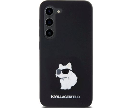 Karl Lagerfeld KLHCS23SSMHCNPK Hardcase Silicone Choupette Metal Pin Aizsargapvalks priekš Samsung Galaxy S23 S911 / melns Neoriģinālie Maciņi
