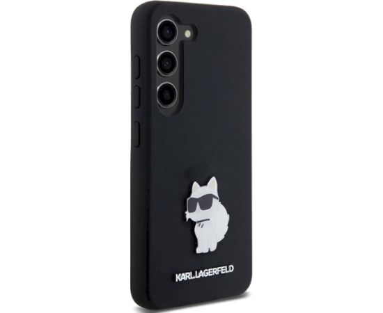 Karl Lagerfeld KLHCS23SSMHCNPK Hardcase Silicone Choupette Metal Pin Aizsargapvalks priekš Samsung Galaxy S23 S911 / melns Neoriģinālie Maciņi