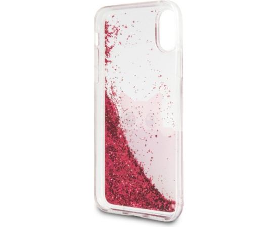 Karl Lagerfeld KLHCPXPABGFU Liquid Glitter Hard Case Aizsargapvalks priekš iPhone X / fuksija Neoriģinālie Maciņi