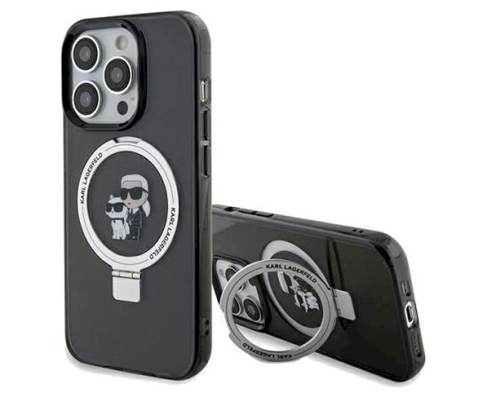 Karl Lagerfeld KLHMP13XHMRSKCK Ring Stand Hardcase Aizsargapvalks priekš iPhone 13 Pro Max 6.7" / melns Neoriģinālie Maciņi