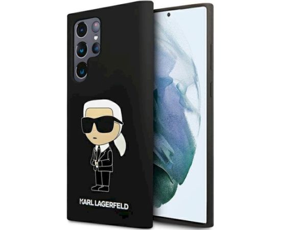 Karl Lagerfeld KLHCS24LSNIKBCK Hardcase Silicone Ikonik Aizsargapvalks priekš Samsung Galaxy S24 Ultra S928 / melns Neoriģinālie Maciņi