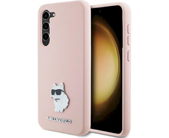 Karl Lagerfeld KLHCS23MSMHCNPP Silicone Choupette Metal Pin Aizsargapvalks priekš S23+ S916 / rozā Neoriģinālie Maciņi