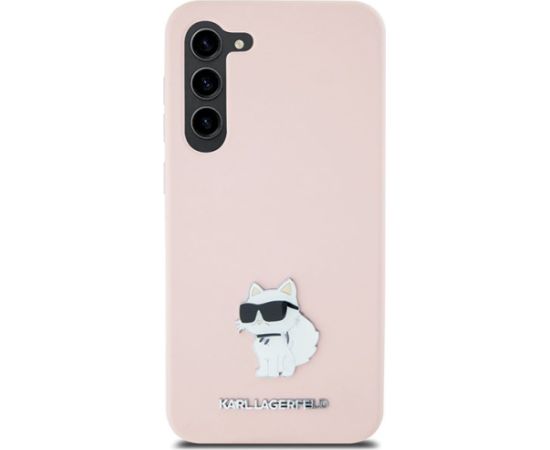 Karl Lagerfeld KLHCS23MSMHCNPP Silicone Choupette Metal Pin Aizsargapvalks priekš S23+ S916 / rozā Neoriģinālie Maciņi