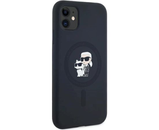 Karl Lagerfeld KLHMN61SCMKCRHK Silicone Karl & Choupette Ma Hardcase Aizsargapvalks priekš iPhone 11 / Xr 6.1" / melns Neoriģinālie Maciņi